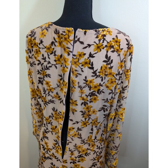 Roolee Darcy Floral Midi Dress Color BurlyWood Sheer Long Sleeves Medium - Picture 6 of 14